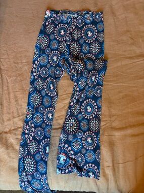 Women’s Navy Blue Patterned Wide-Leg Pants